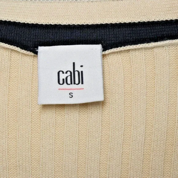 Cabi Size S Radcliff Cardigan Sweater Varsity Stripe 5458 Ivory Blue - Picture 8 of 9